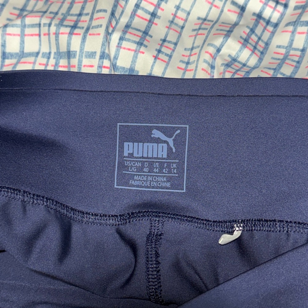 Puma Golf Skort Womens Large White Navy Blue Plaid Athletic Activewear Skirt - Picture 3 of 6